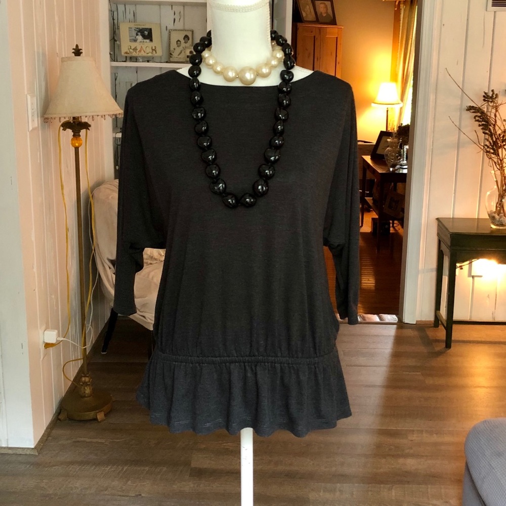 Loft Charcoal Gray Top Small